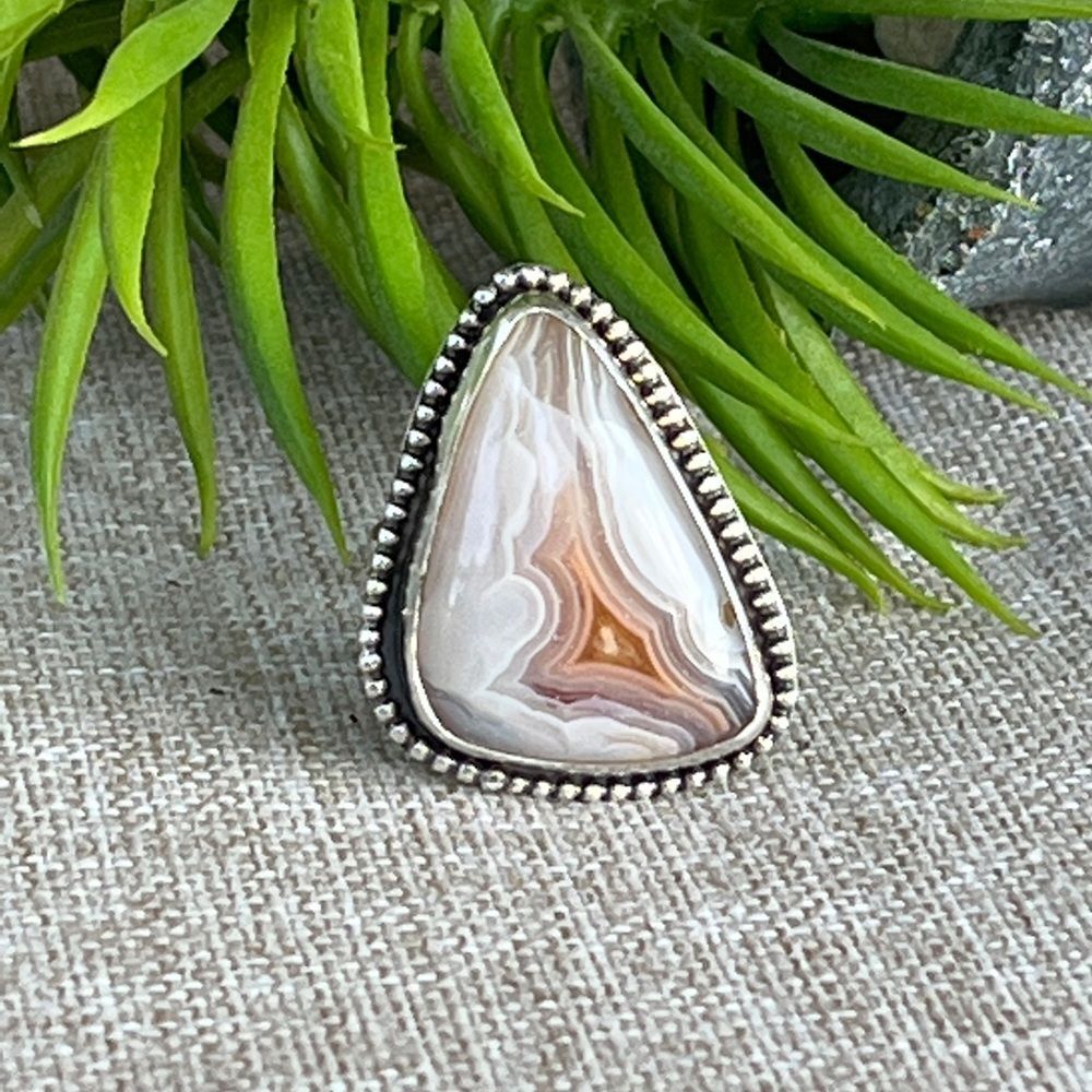 Botswana Agate Sterling Silver‎ Ring Size 7 Handmade NEW Split Shank .925 SS
